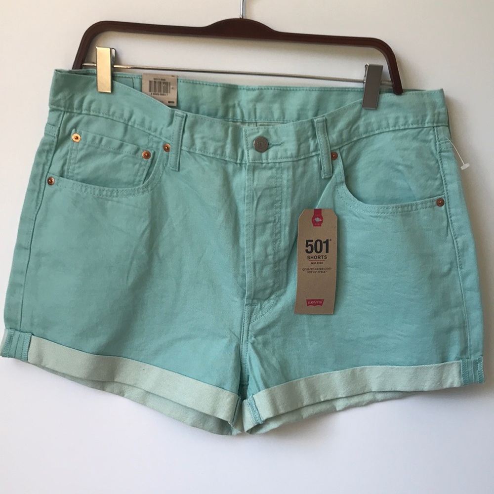 Levi's 501 Mid Rise Cuff Hem  Denim Shorts 34